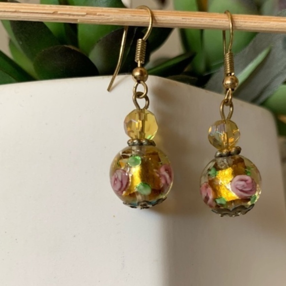 Vintage Glass Globe Bead Earrings